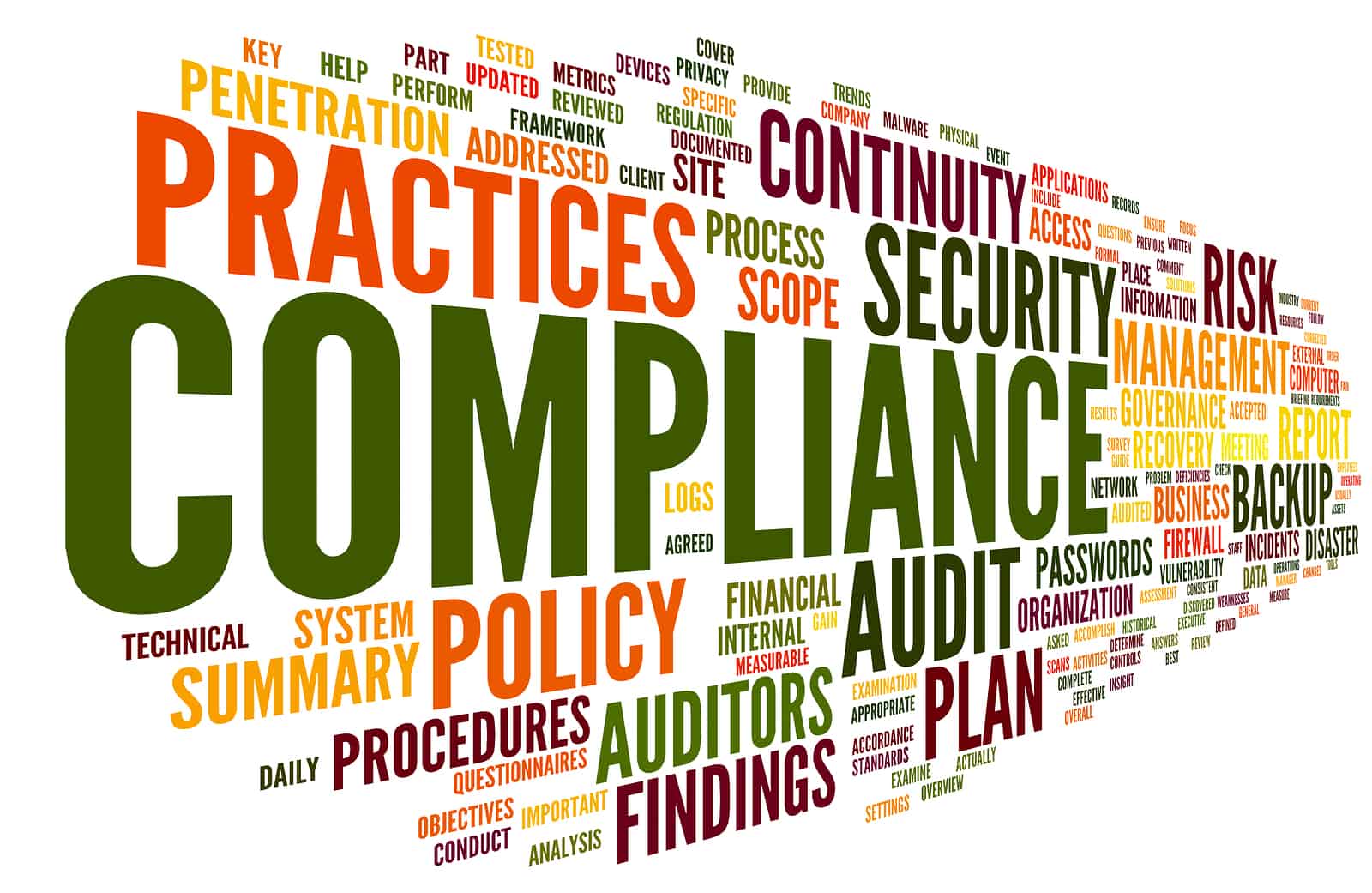 Compliance and audit in word tag cloud on white