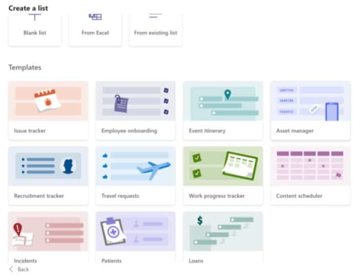 Microsoft Lists screengrab