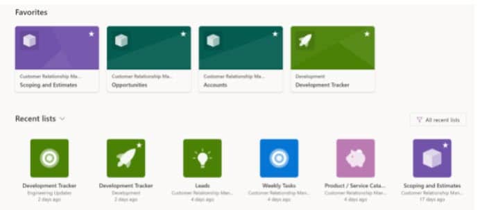 Microsoft Lists screengrab