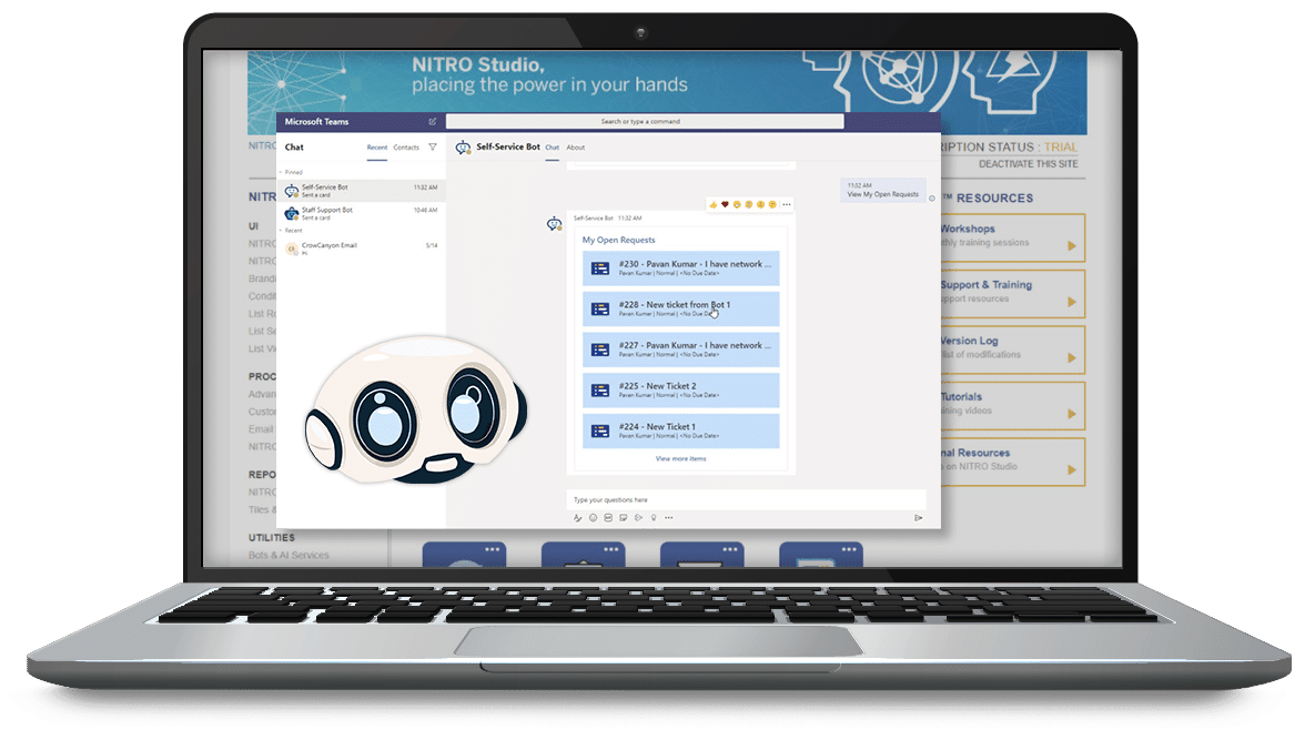 NITRO Bot Services by Crow Canyon Software Bots for Microsoft Teams
