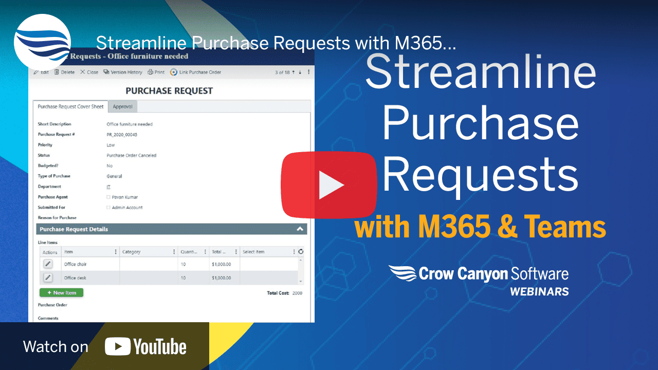 Streamline Purchase Requests with M365 & Teams M365 and SharePoint PO System