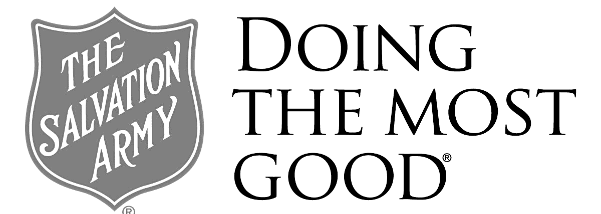 salvation army logo wide bw doing the most good
