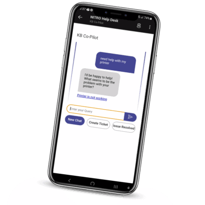 NITRO KB Copilot Mobile Knowledge Base Send Message to a Teams Channel