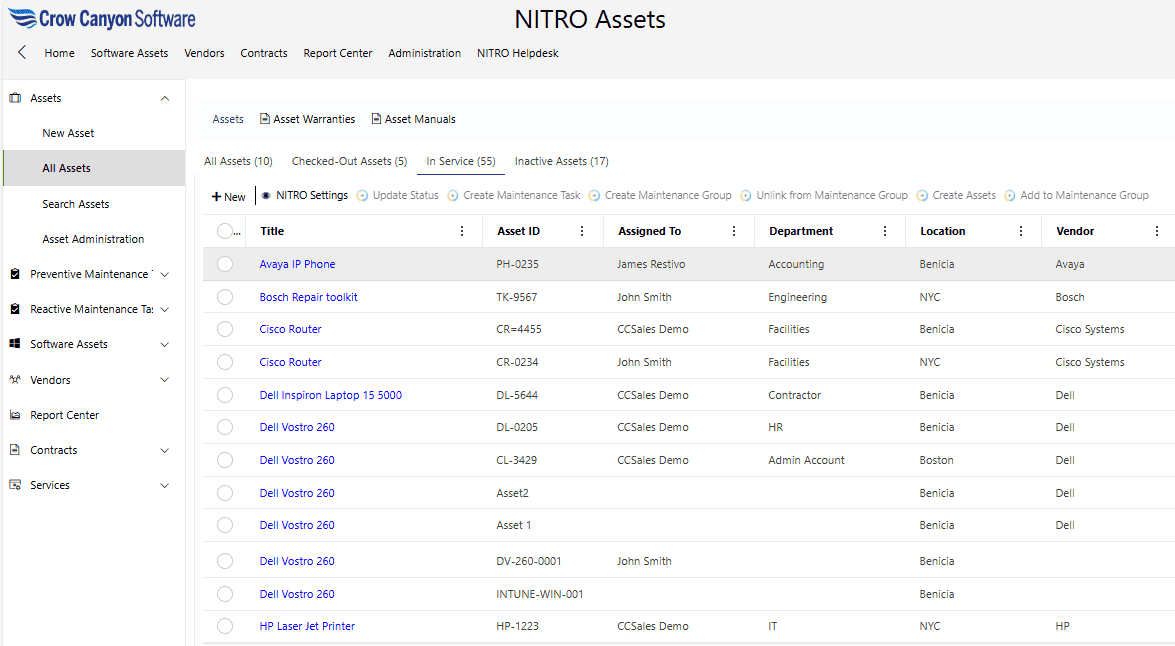 ListOfAssets IT Asset Management Assets List